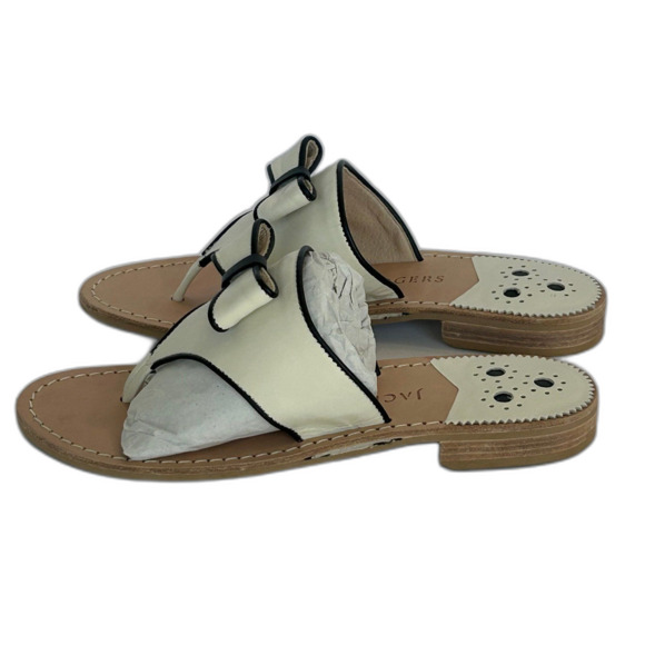 Jack Rogers Sandal’s Women’s Size 7.5M Color Cream Black Tan Made in Brazil - Picture 7 of 12